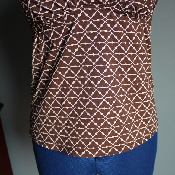 Lands End Tankini Halter Top Swimsuit Brown/White  ~6~🌻 - Picture 3 of 6